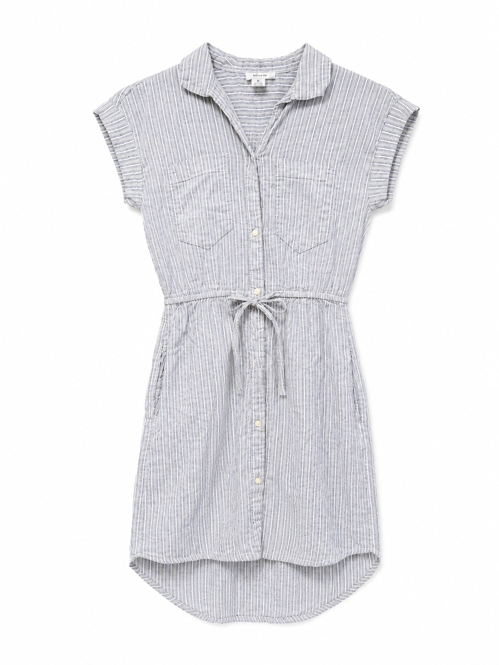 Japna Light Blue Striped Button-Front Button Up Shirt Dress Pockets Size Xs - Picture 2 of 10